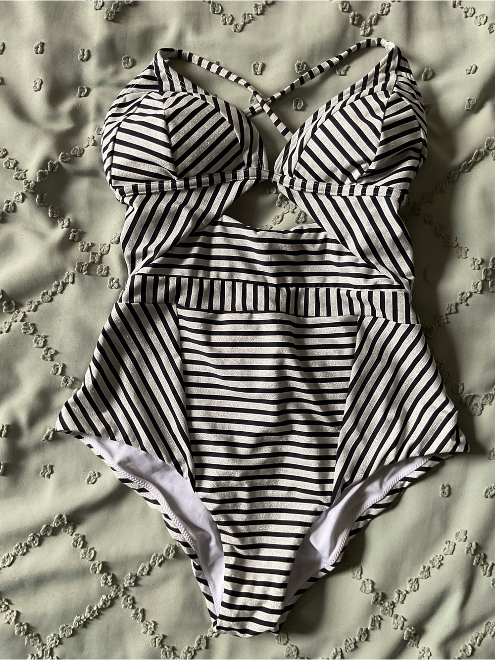 Black & White Striped One-Piece Swimsuit